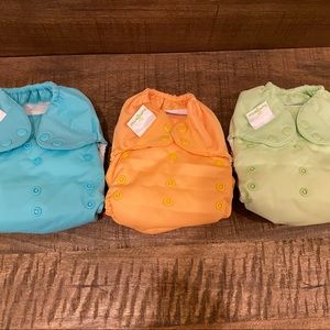 3 Brand New w/o tags Bum Genius Original one-size cloth diapers